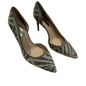 INC International Concepts Womens KENJAY8 Studs Fabric Pointed Toe Grey Size 8.0